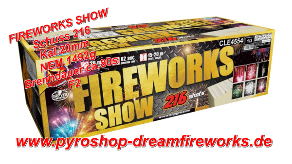 FIREWORKS SHOW 216 SCHUSS NEU Premium Feuerwerk