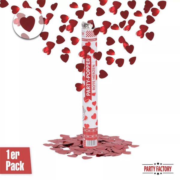 PARTY POPPER KONFETTI KANONE ROTE HERZEN